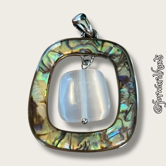 Bundle Sale 3 for $15 | Silver-Tone Abalone Pendant | Faux Moonstone - Picture 5 of 8
